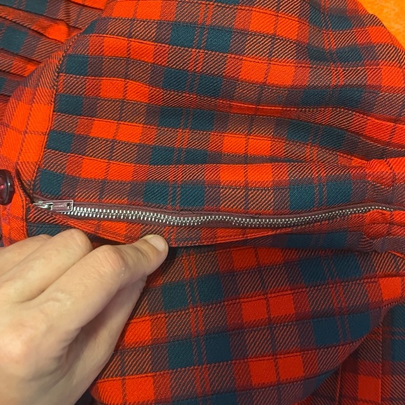 Vintage Aljean 60s red and green tartan pleated wool midi skirt made in Canada - Picture 15 of 16